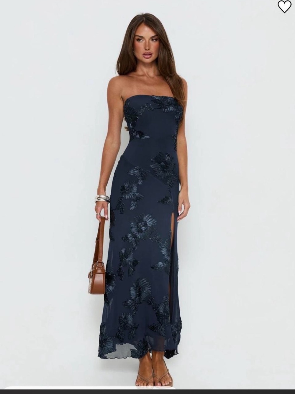 Princess Polly Maribeth Strapless Floral Maxi Dress Navy